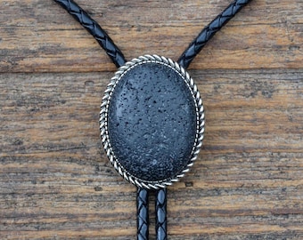 Lava Stone Bolo Tie - Customizable Cord Color, Tips and Length - Unique Handmade Gift - Gift Boxed - On Sale!