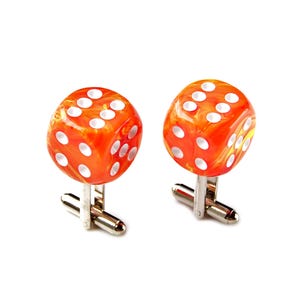 Orange Dice Cufflinks - Unique Handmade Gift - Gift Boxed - On Sale!