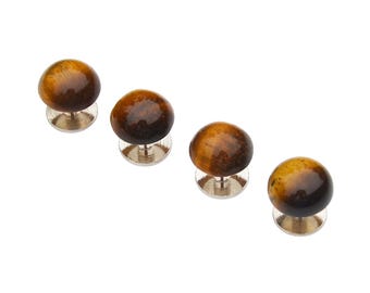 Genuine Tiger's Eye Stone Tuxedo Shirt Studs - Unique Handmade Gift - Gift Boxed - On Sale!