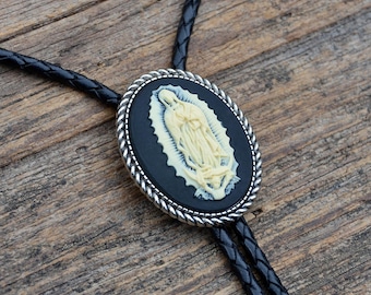 Mary, Mother of Jesus - St. Mary - Virgin Mary - Bolo Tie - Customizable Cord Color, Tips and Length - Unique Handmade Gift - On Sale!