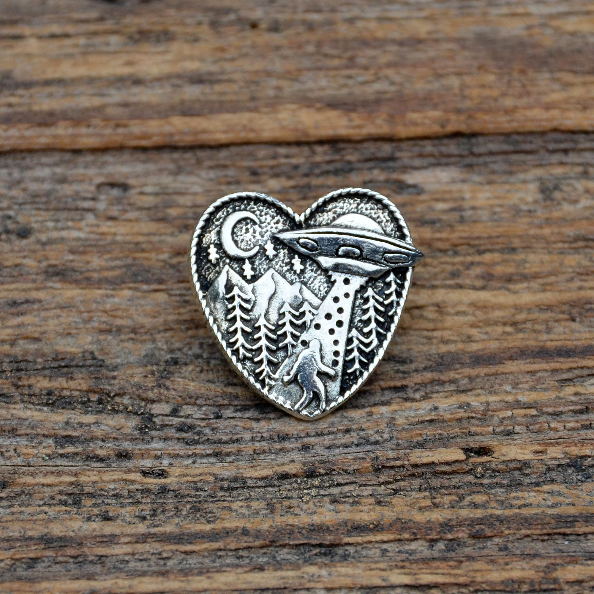 Aliens Abducting a Sasquatch Lapel Pin - Unique Handmade Gift - Gift ...