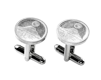 Gemelos con moneda japonesa del Monte Fuji - Regalo único hecho a mano - En caja de regalo - ¡En oferta!