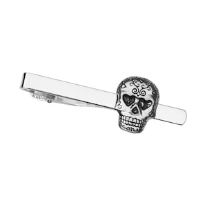Day of the Dead Skull Tie Clip - Unique Handmade Gift - Gift Boxed - On Sale!