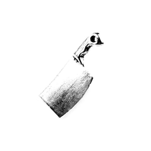 May include: A silver-colored cleaver charm pendant. The cleaver is a popular kitchen tool used for chopping meat.