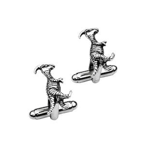 Parasaurolophus Dinosaur Cufflinks - Unique Handmade Gift - Gift Boxed - On Sale!