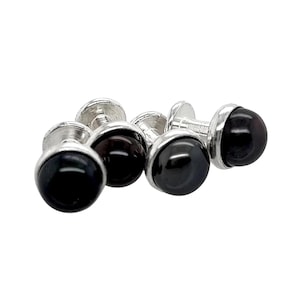 Onyx Tuxedo Shirt Studs - Unique Handmade Gift