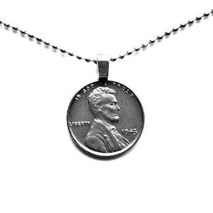 Genuine 1943 Steel Penny Coin Pendant Necklace With Adjustable Chain - Unique Handmade Gift - Gift Boxed - On Sale!