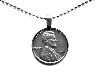 Collana con ciondolo a forma di moneta da un centesimo in acciaio del 1943 con catena regolabile - Regalo unico fatto a mano - Confezione regalo - In saldo!