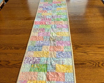 Spring Batik Table Runner in Pastel Colors