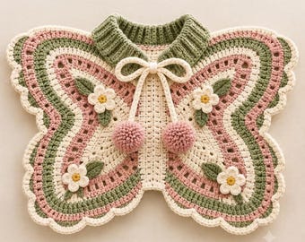 Crochet Butterfly Cape Pattern, Floral Fairy Poncho, Woodland Costume (PDF Download)