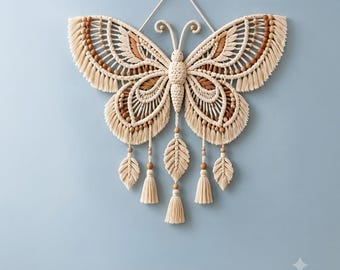 Macrame Butterfly Wall Hanging Pattern, Boho Fiber Art Tutorial (PDF Download)
