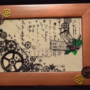 Impressão de decoração de cartão de Natal Steampunk