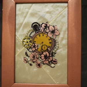 Pocket watch framed print with three dimensional details