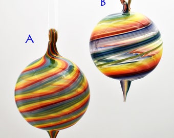 hand blown ornaments spiral multiple colors