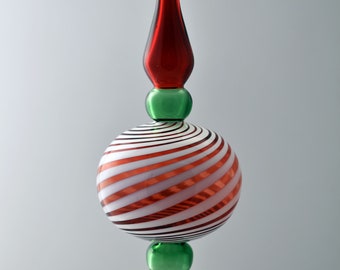 hand blown ornament incalmo red white green