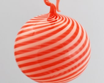 hand blown ornaments red white spiral