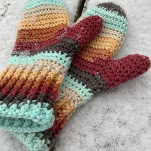 Crochet PATTERN Rustic Cabin Mittens // Child L // Ladies S/M/L/XL // Worsted weight mittens // mittens for kids // adult mittens image 5