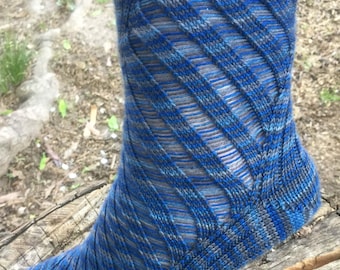 Knitting PATTERN Trust Fall Socks / Top Down  Knit Socks / Short Row Heel / Lace Socks