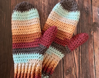 Crochet Mitten Pattern: Rustic Cabin Style, Worsted Weight (PDF Pattern)