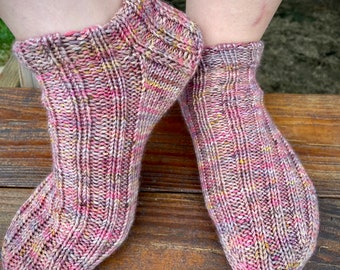 Ribbed Socks Knitting Pattern: Top-Down Design, Multi-Size (PDF Pattern)
