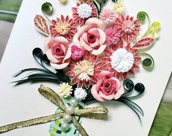 3X Paper quilling card hand made Birthday Anniversary gift lot