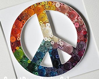 Paper Quilling Art. Peace Sign.Any Occasion gift. Framed Art. Paper cut art