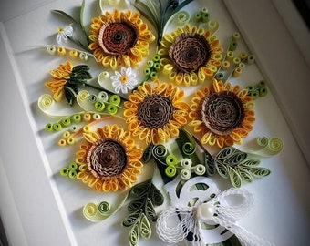 Sunflower quilling bouquet for Mothers day/ Birthday//Home deco/Botanical/ wedding