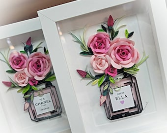 Paper Quilling Art by Hyunah Yi/Perfume Art/Flower art/Anniversary/Birthday Gift/wall Decor/Fashion Art/Personalized gift