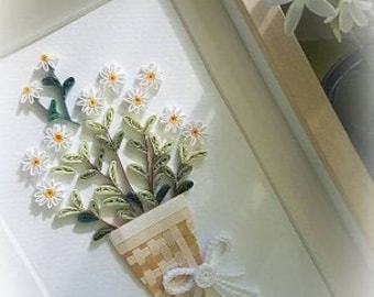 Original Art by Hyunah Yi/Daisy flower bouquet/Wedding/Birthday/Anniversary/mother's day/Home decor/Botanical flower art