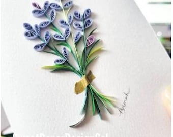 Paper Quilling Art by Hyunah Yi/ Quilling Lavender bouquet card/ birthday/Anniversary Card/botanical art/handmade card/garden lover card