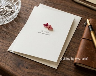 Personal Anniversary Card (2years.15years etc) for Boyfriend Girlfriend. Husband Wife, Love Card. Quilled Heart. Custom Greeting