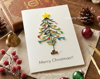 Original Art by Hyunah Yi/Christmas Card, tree card,Quilled Artwork, Custom Greeting (Made to Order)