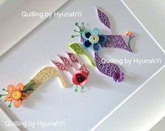 Handmade Quilled Art/Happiness/שמחה (Simcha), Jewish Art, Floral Design (Framed)joy