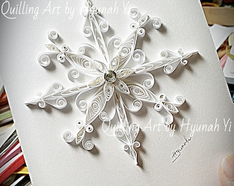Handmade Paper Quilling Snowflake card/ christmas