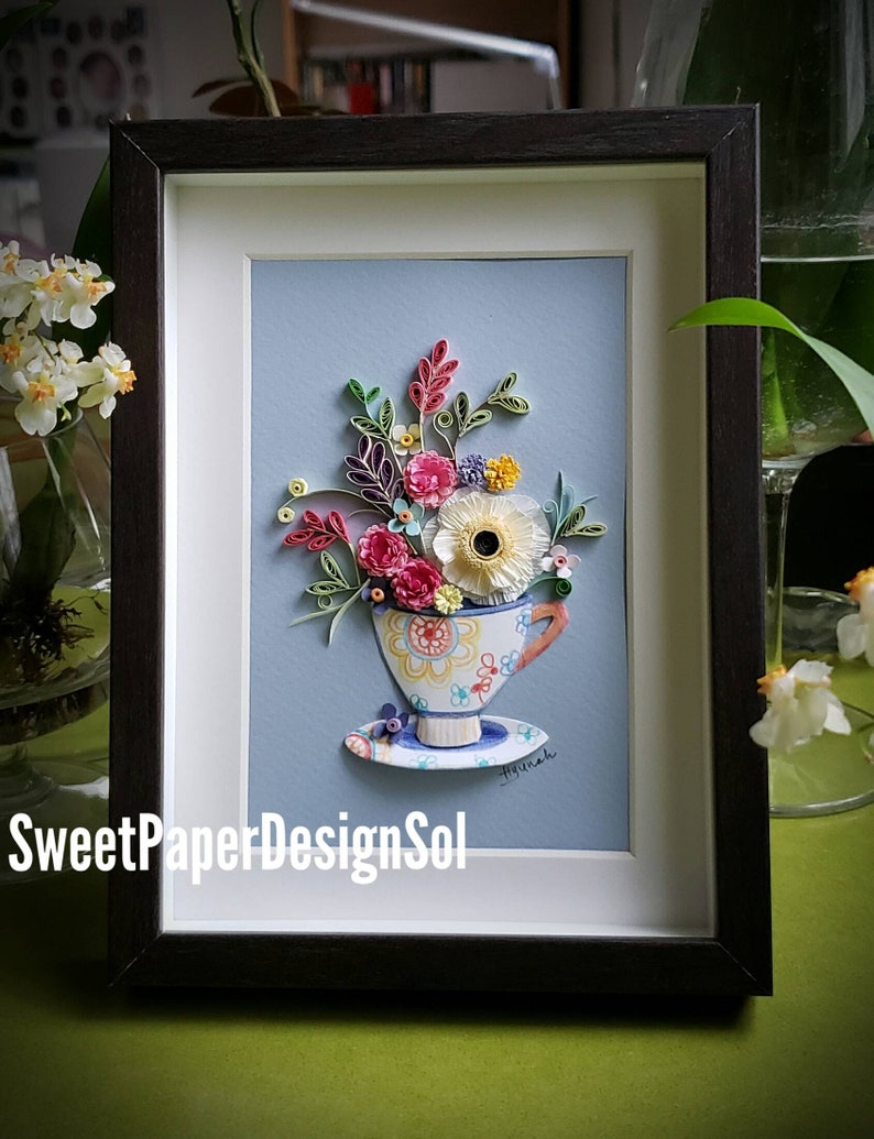 Paper Quilling Art by Hyunah Yi/tea Cup Flower Art/kitchen Etsy