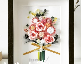 Paper quilling Art/Original Art by Hyunah Yi/Home decor/Anniversary/birthday/wedding/mother's day gift