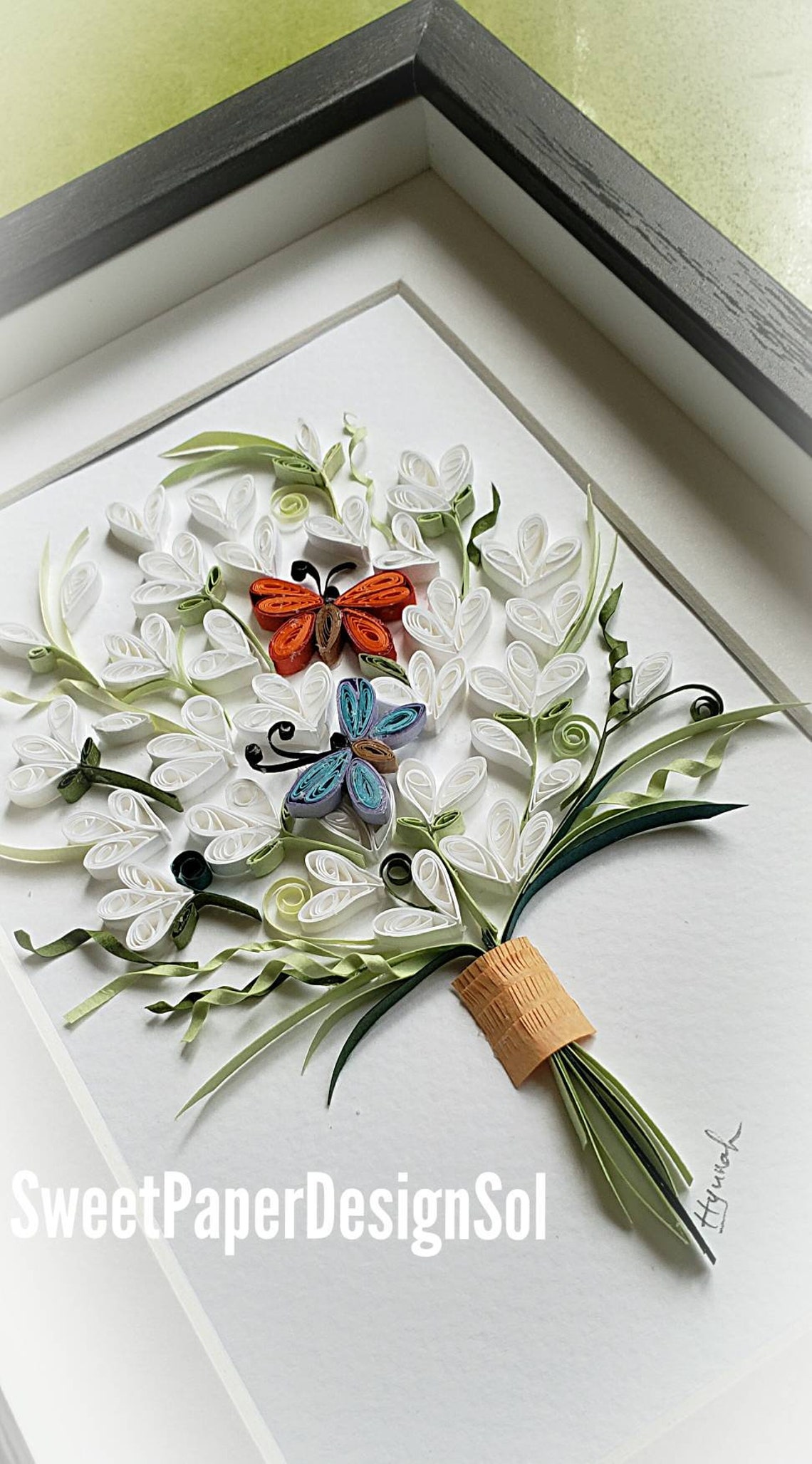 Paper Quilling Art/Original Art by Hyunah Yi/White Flower with Etsy