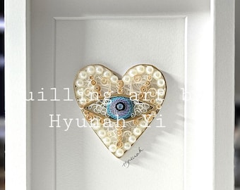 Paper quilling Art/Original Art by Hyunah Yi/Personal gift/Evil eye/heart/Gift