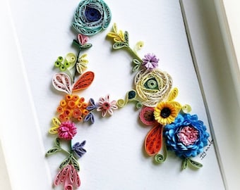 Paper quilling Art/Original Art by Hyunah Yi/Personal gift/name Initial /Alphabet  /Monogram