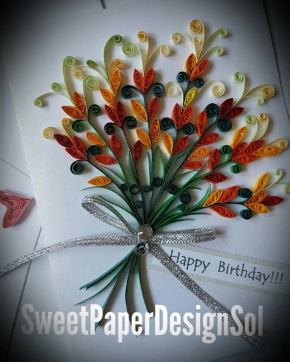 paper quilled flower bouquet happy birthdaycongratulations etsy paper quilling flower arrangements