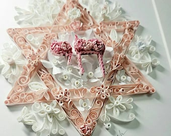 Paper quilling Art/Original Art by Hyunah Yi/Jewish Art/Star of David/Jewish wedding gift/Hanukkah gift/framed wall art/Home decor