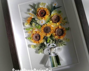 Sunflower quilling bouquet for Mothers day/ Birthday//Home deco/Botanical/ wedding