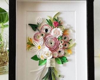 Paper Quilling Art by Hyunah Yi/ Ranunculus flower Boutiquet/Mother's day/Anniversary/Birthday/wedding gift