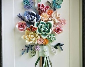 Paper Quilled Succulent Art: Framed Original Hyunah Yi Design