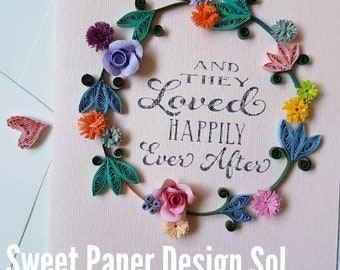 Paper quilling Art/Original Art by Hyunah Yi/Flower Wreath/Wedding/Mothers day/Happy Birthday/Congratulations/ Anniversary Card or frame art