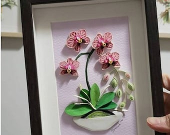 Paper Quilling Original Art by Hyunah Yi/Orchid quilling Art/Orchid lover/Mother's day/Anniversary/gift/framed art/botanical art