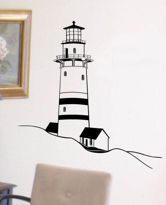 Old Beach Lighthouse Vinyl Wall Graphics Art Decal LARGE Etsy