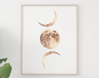 Pink Moon Print Dreamy Moon Print Dreamy Moon Crescent Moon Art Neutral Moon Phase Art Moon Phase Decor Moon Phase Print Boho Decor