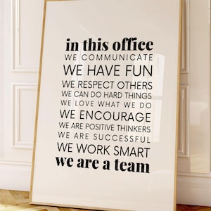 Office Rules Wall Print Team Quote Printable Wall Art Office Core Values Print Inspirational Office Wall Decor Workplace Teamwork Poster
