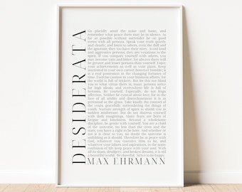 Desiderata Poem Print Max Ehrmann Quotes About Life Classic Literature Poster Print Poetry Wall Art Digital Download Quote Literary Artwork